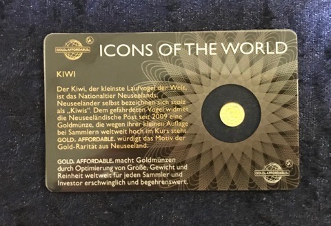 ICONS OF THE WORLD 1/200 Unze gold Ruanda 10 FRW "Kiwi" 2015