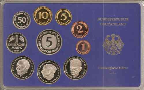 BRD Kursmünzensatz 1987 PP J